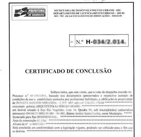 Certificado de Conclusão de Obra em Guarulhos
